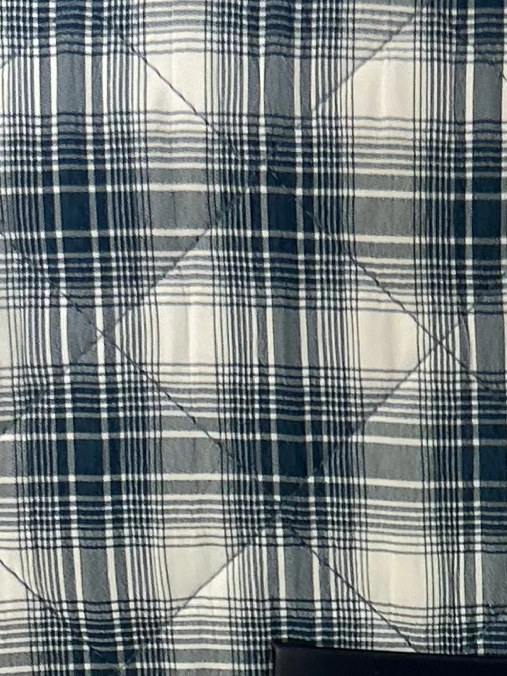 Brooks Brothers Plaid Blue and White Reversible Queen Quilt Set 90”x90”